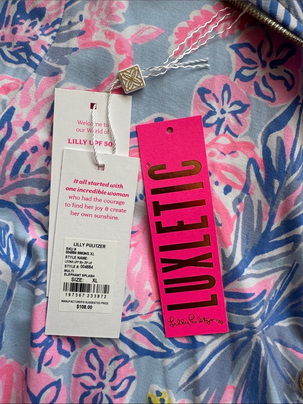 Lilly Pulitzer Leona Zip front Jacket XL elephant, splash - Picture 4 of 5